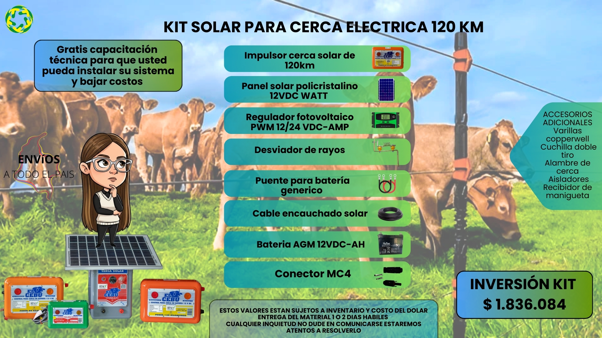 KIT SOLAR PARA CERCA ELECTRICA 120KM