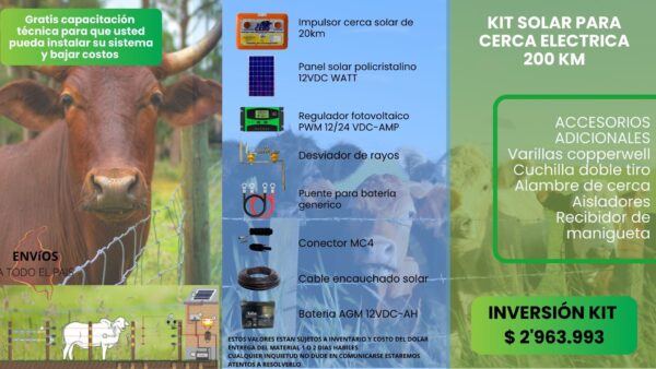 KIT SOLAR PARA CERCA ELECTRICA 200KM