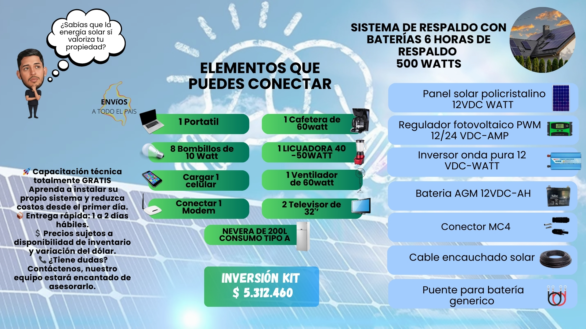 KIT SISTEMA DE VIVIENDA 500WATT