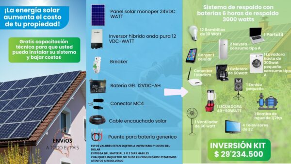 KIT SISTEMA DE VIVIENDA 3000WATT